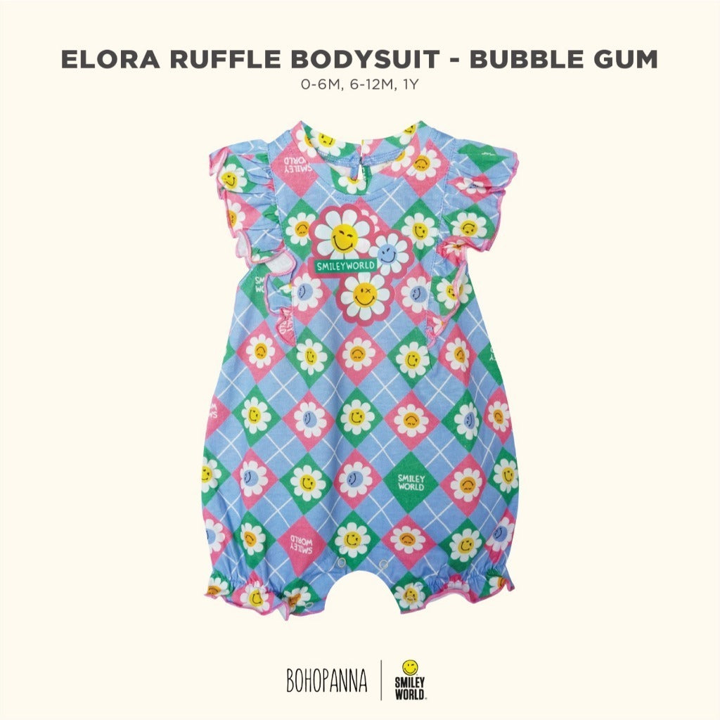 Bohopanna 0-2 Tahun Camille Playsuit / Romper Ruffle Anak Perempuan Motif Bunga Dengan Renda Fashion Bayi Perempuan