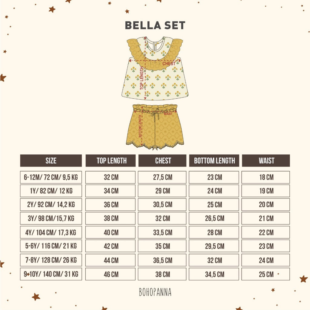 Bohopanna Bella & Camille Set 6 Bulan - 10 Tahun Setelan Bunga Ruffle Anak Perempuan Setelan Celana & Rok