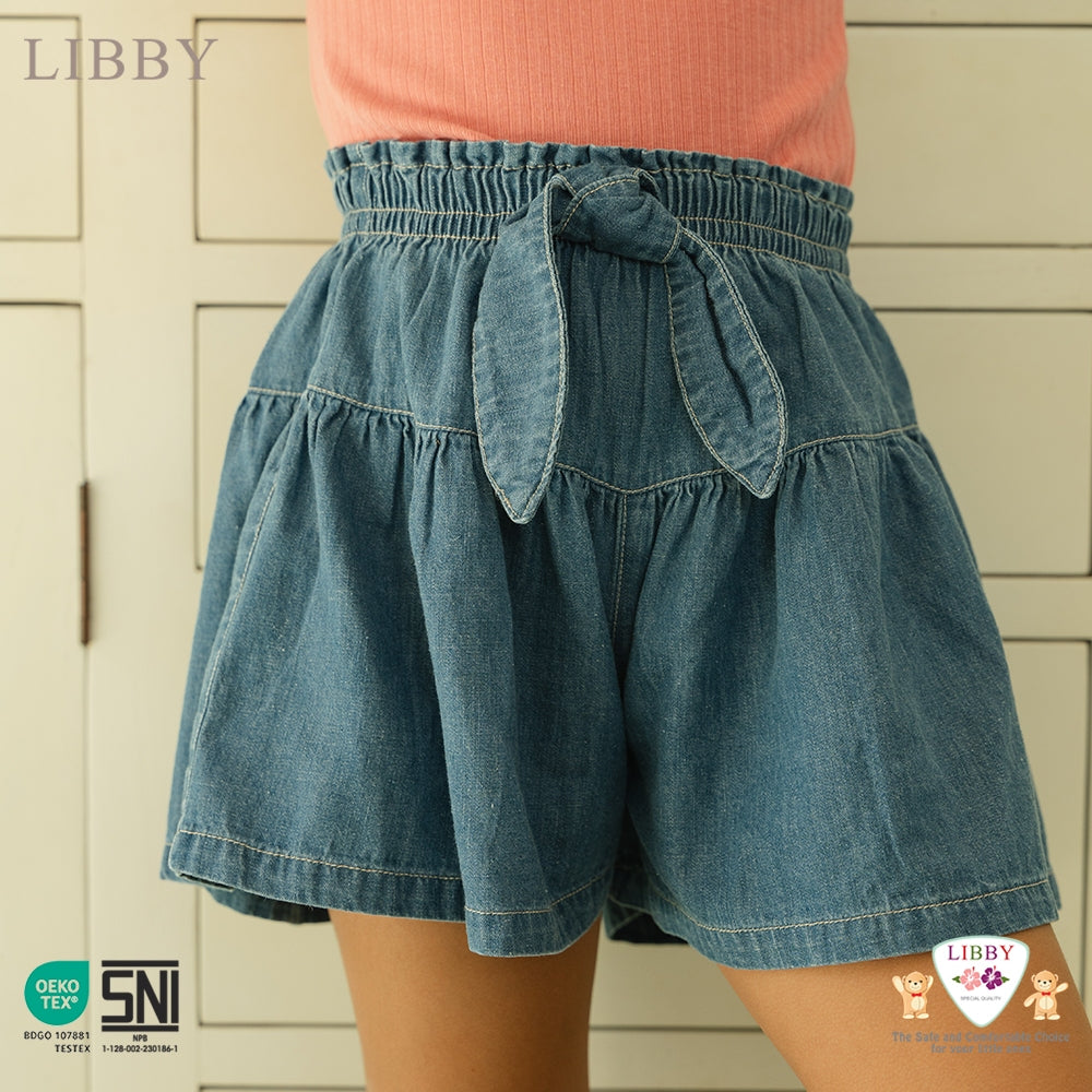Libby 0 - 6 Tahun Jeans Panjang Anak Perempuan / Celana Rok Bella Skort Ribbon Denim - Ribbony Long Jeans / Rok Celana Pita Denim Fashion BABY BELLA SKORT ROK CELANA ANAK PEREMPUAN 9 BULAN - 14 TAHUN