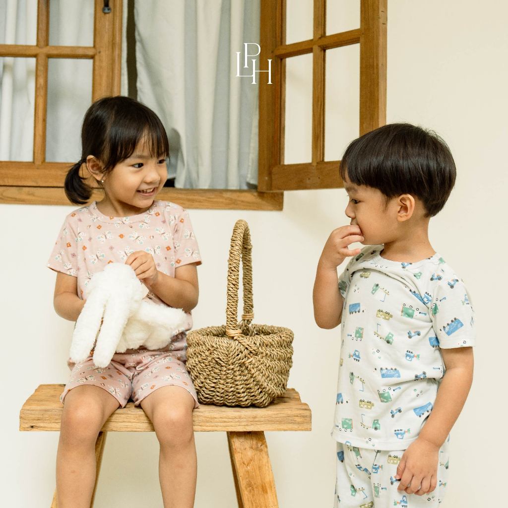 PROMO 6.6 PROMO  LITTLE PALMERHAUS LITTLE WEAR SHOULDER SHORT SLEEVE ANIMALS / CARS / BUTTERFLIES / CIRCUS SEAL / CIRCUS PARADE / CIRCUS HORSE / GAMES RETRO / CINEMA RETRO / MUSIC RETRO SETELAN PIYAMA BAJU BAYI 0-12 BULAN