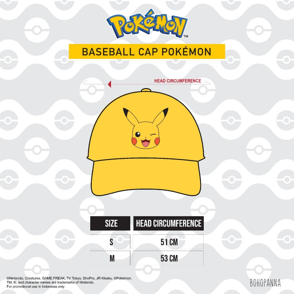 BOHOPANNA BASEBALL CAP POKÉMON TOPI ANAK UNISEX S M