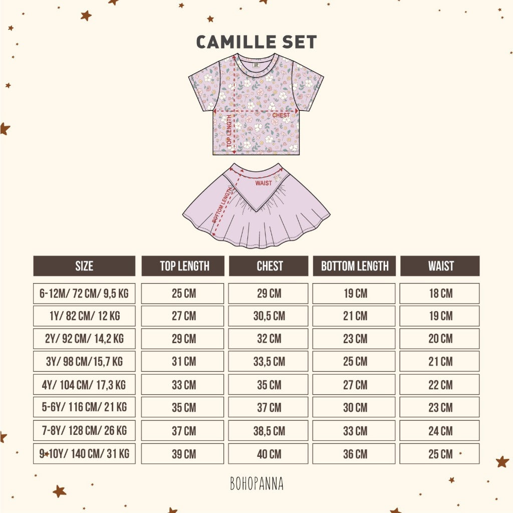 Bohopanna Bella & Camille Set 6 Bulan - 10 Tahun Setelan Bunga Ruffle Anak Perempuan Setelan Celana & Rok
