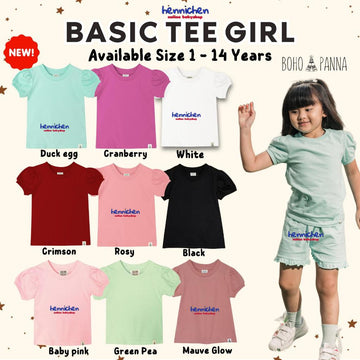 Bohopanna Basic Tee Girl 1-14 Tahun Kaos Puffy Anak Perempuan