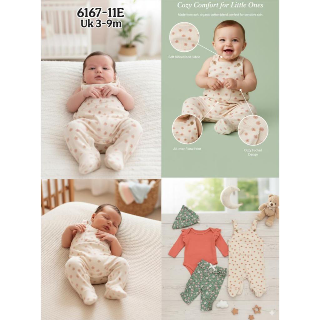 Carter love| CarterLove Baju Bayi Newborn  Sleepsuit Knit Rib Ruffle 4 IN 1 0 Sampai 9 Bulan