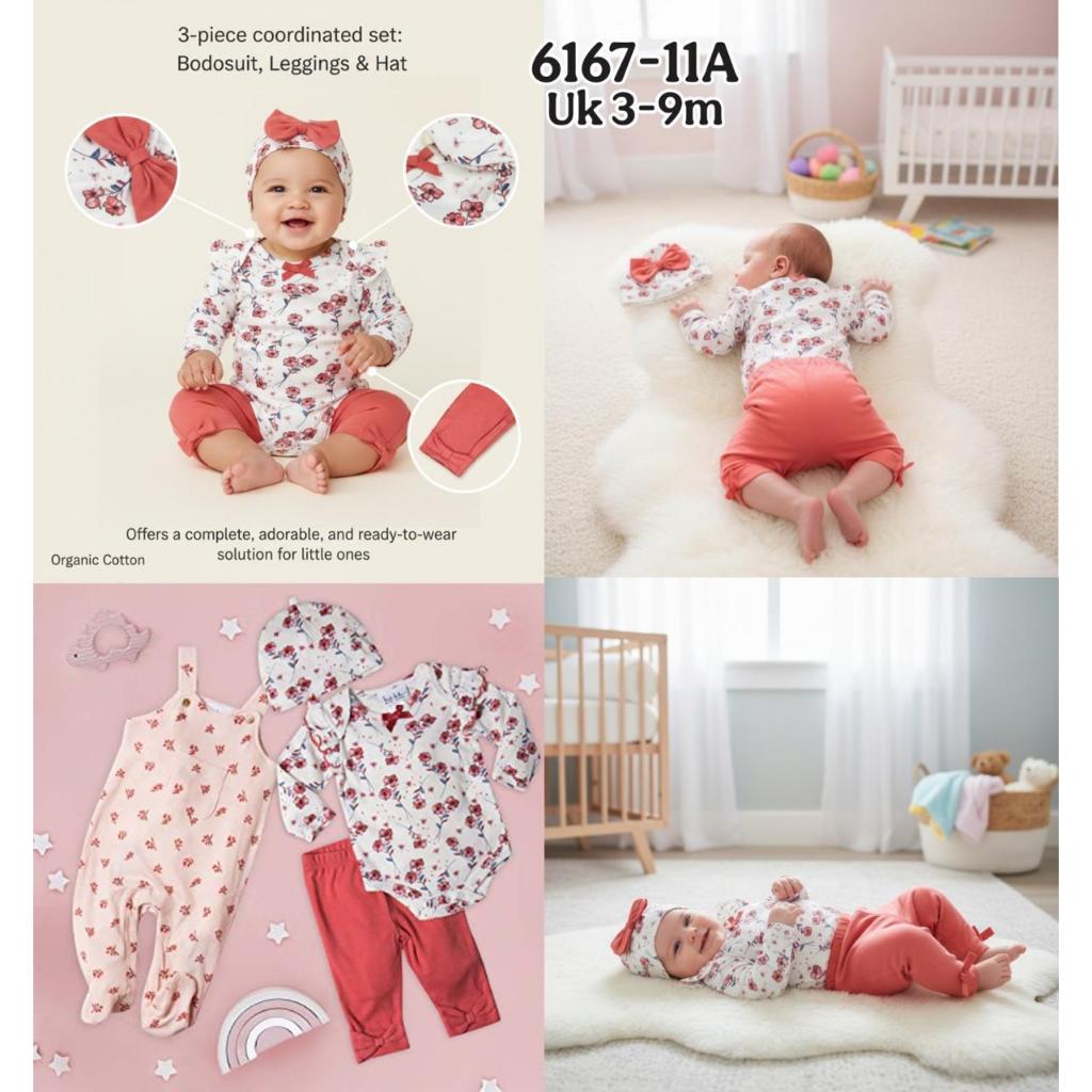 Carter love| CarterLove Baju Bayi Newborn  Sleepsuit Knit Rib Ruffle 4 IN 1 0 Sampai 9 Bulan