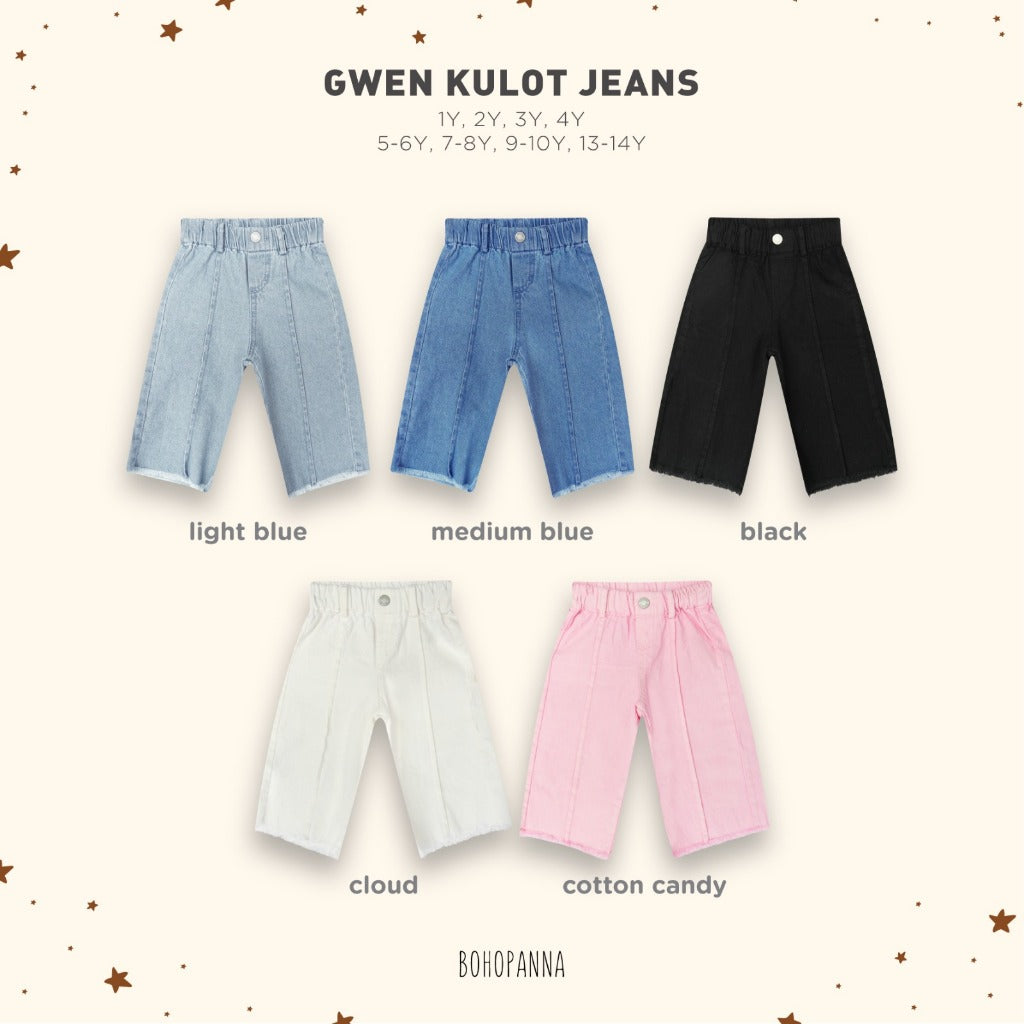 Bohopanna 1-14 Tahun Gwen Kulot Jeans / Celana Panjang Loose Denim Fashion Anak Perempuan