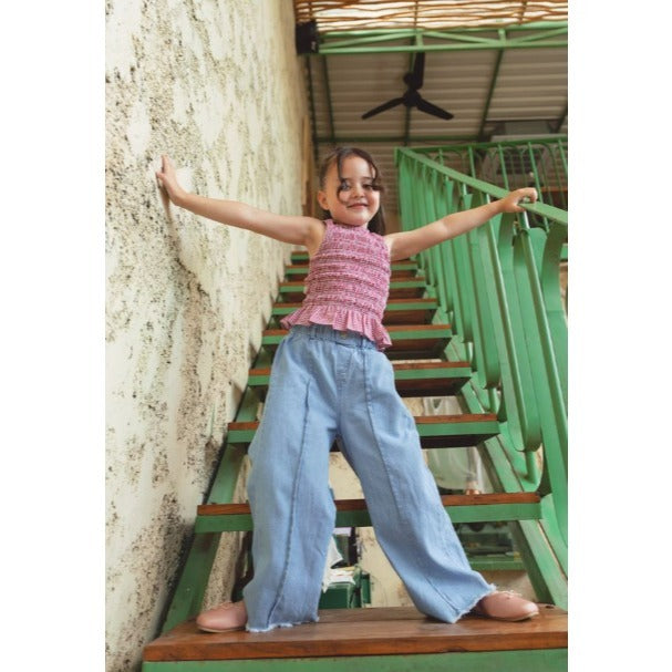 Bohopanna 1-14 Tahun Gwen Kulot Jeans / Celana Panjang Loose Denim Fashion Anak Perempuan