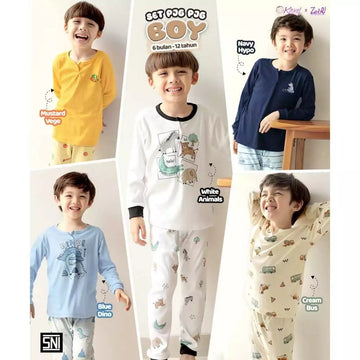 Kazel x Zebe Setelan Panjang Boy Edisi (1 Stel) 1-12 TAHUN