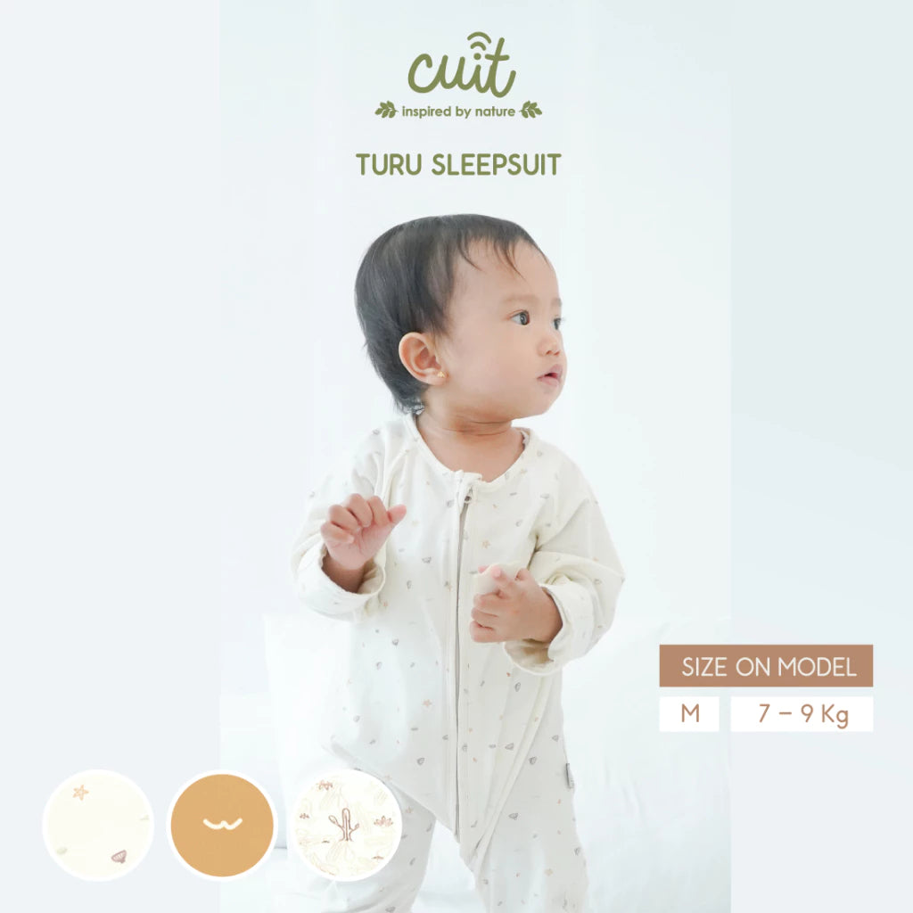 Cuit 0-12 Bulan Turu Double Zipper Sleepsuit Baby Motif Minimalis SLeepsui Anak Bayi