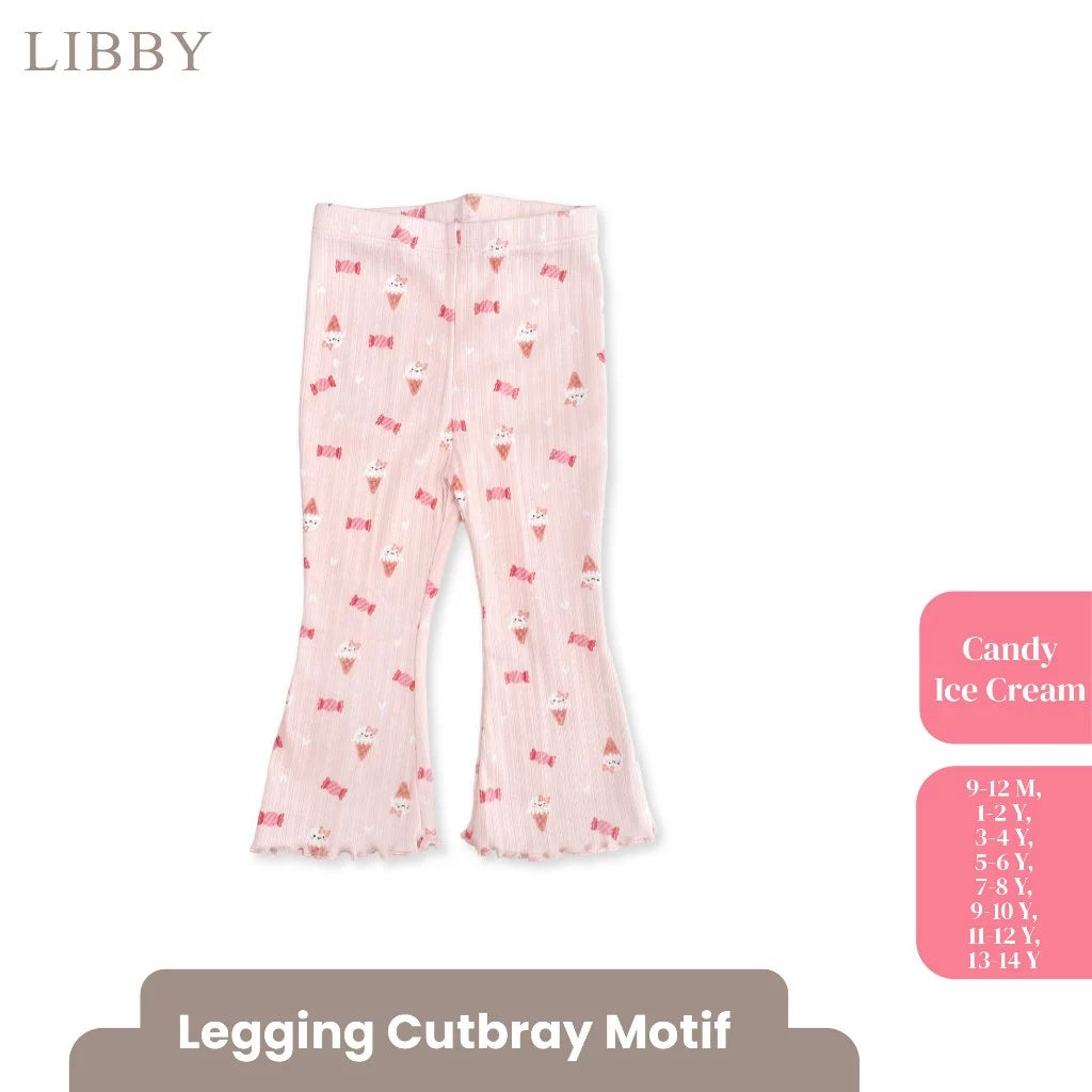LIBBY Leggings Cutbray Motif Anak Perempuan Katun Adem size 9 bulan - 14 Tahun (1PCS) | OOTD Casual Korean Style