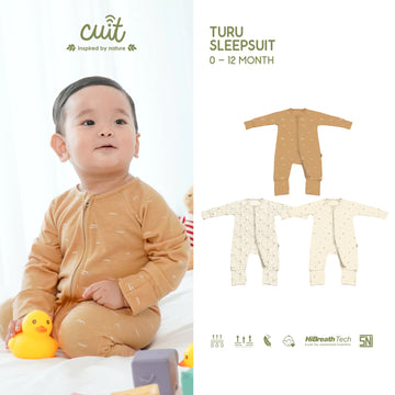 Cuit 0-12 Bulan Turu Double Zipper Sleepsuit Baby Motif Minimalis SLeepsui Anak Bayi