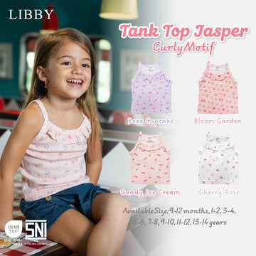 LIBBY Tanktop Curly Anak Perempuan size 9 bulan - 14 Tahun (1PCS) | Atasan Katun Adem | OOTD Casual Korean Style