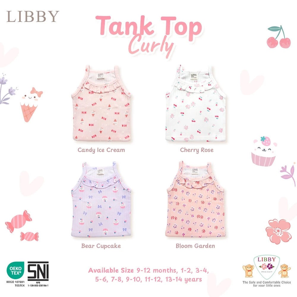 LIBBY Tanktop Curly Anak Perempuan size 9 bulan - 14 Tahun (1PCS) | Atasan Katun Adem | OOTD Casual Korean Style