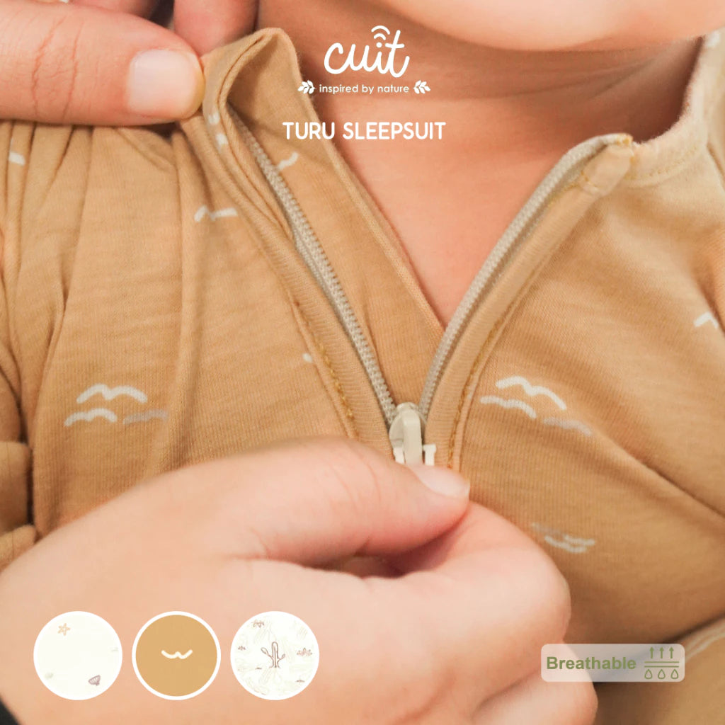 Cuit 0-12 Bulan Turu Double Zipper Sleepsuit Baby Motif Minimalis SLeepsui Anak Bayi