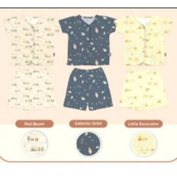 Cuit 0-24 Bulan Ken Set / Setelan Piyama Pendek Full Print Motif