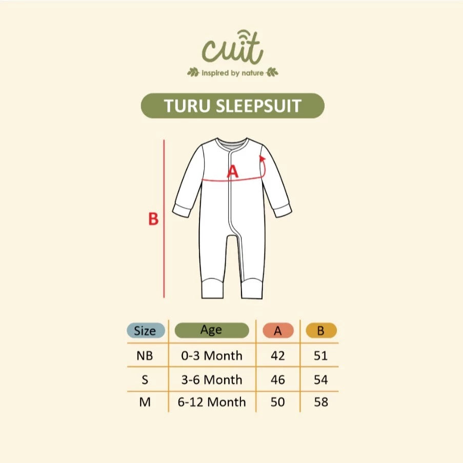 Cuit 0-12 Bulan Turu Double Zipper Sleepsuit Baby Motif Minimalis SLeepsui Anak Bayi