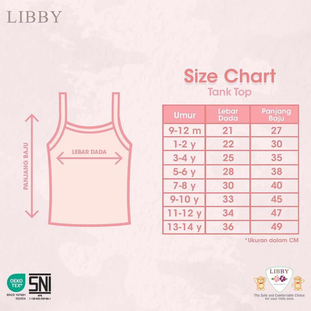LIBBY Tanktop Curly Anak Perempuan size 9 bulan - 14 Tahun (1PCS) | Atasan Katun Adem | OOTD Casual Korean Style