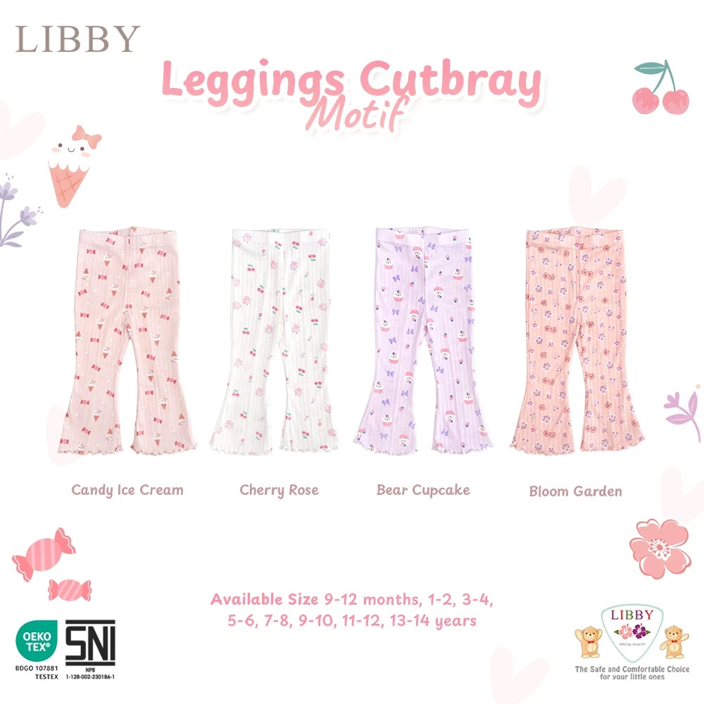 LIBBY Leggings Cutbray Motif Anak Perempuan Katun Adem size 9 bulan - 14 Tahun (1PCS) | OOTD Casual Korean Style