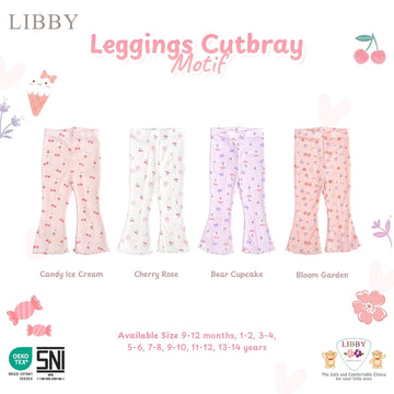 LIBBY Leggings Cutbray Motif Anak Perempuan Katun Adem size 9 bulan - 14 Tahun (1PCS) | OOTD Casual Korean Style