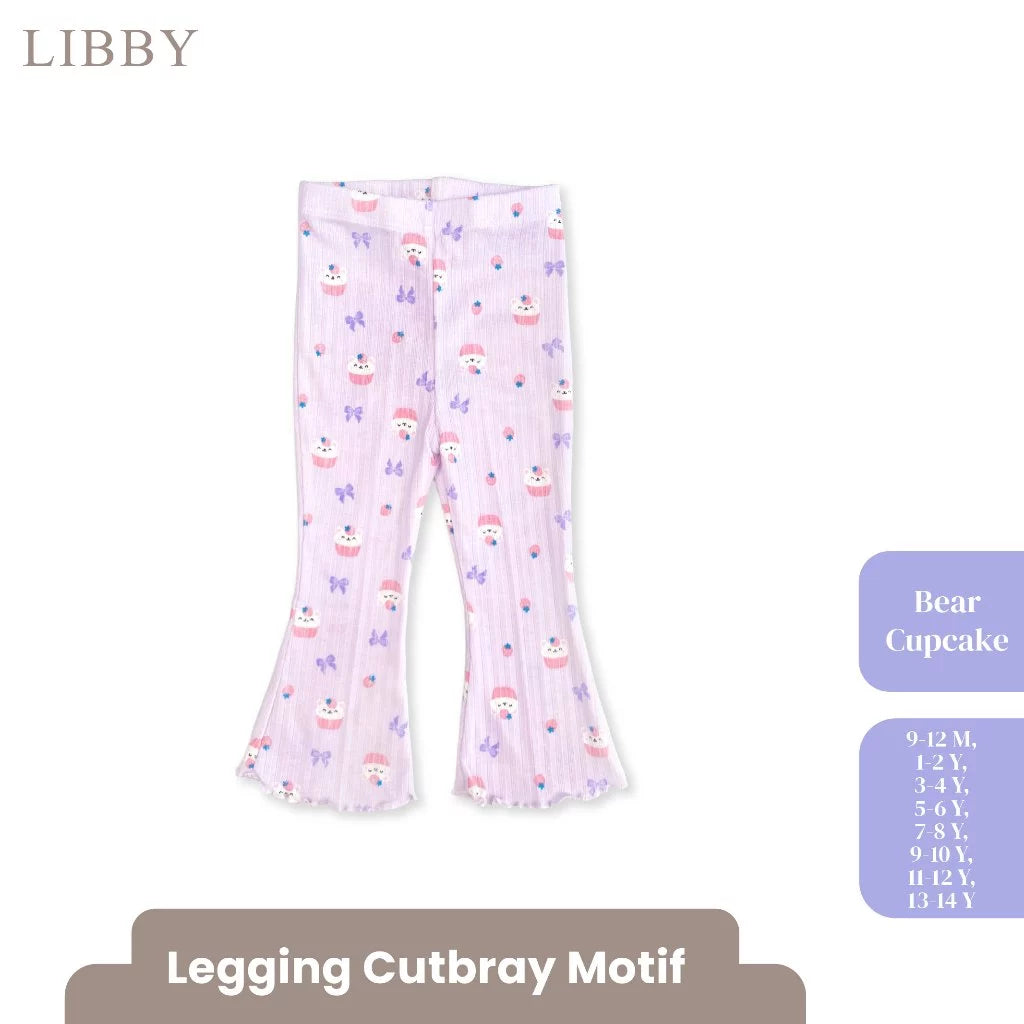 LIBBY Leggings Cutbray Motif Anak Perempuan Katun Adem size 9 bulan - 14 Tahun (1PCS) | OOTD Casual Korean Style