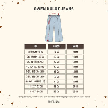 Bohopanna 1-14 Tahun Gwen Kulot Jeans / Celana Panjang Loose Denim Fashion Anak Perempuan