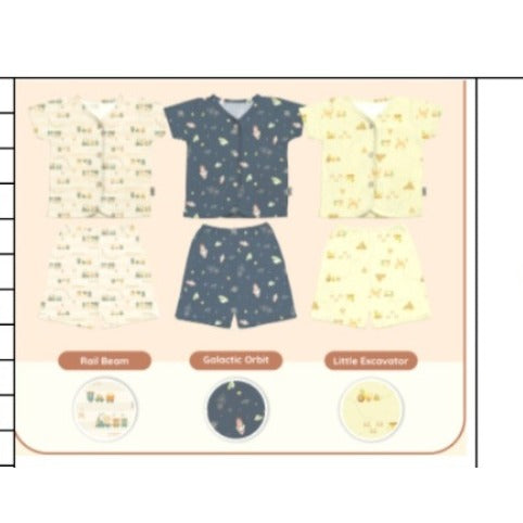 Cuit 0-24 Bulan Ken Set / Setelan Piyama Pendek Full Print Motif