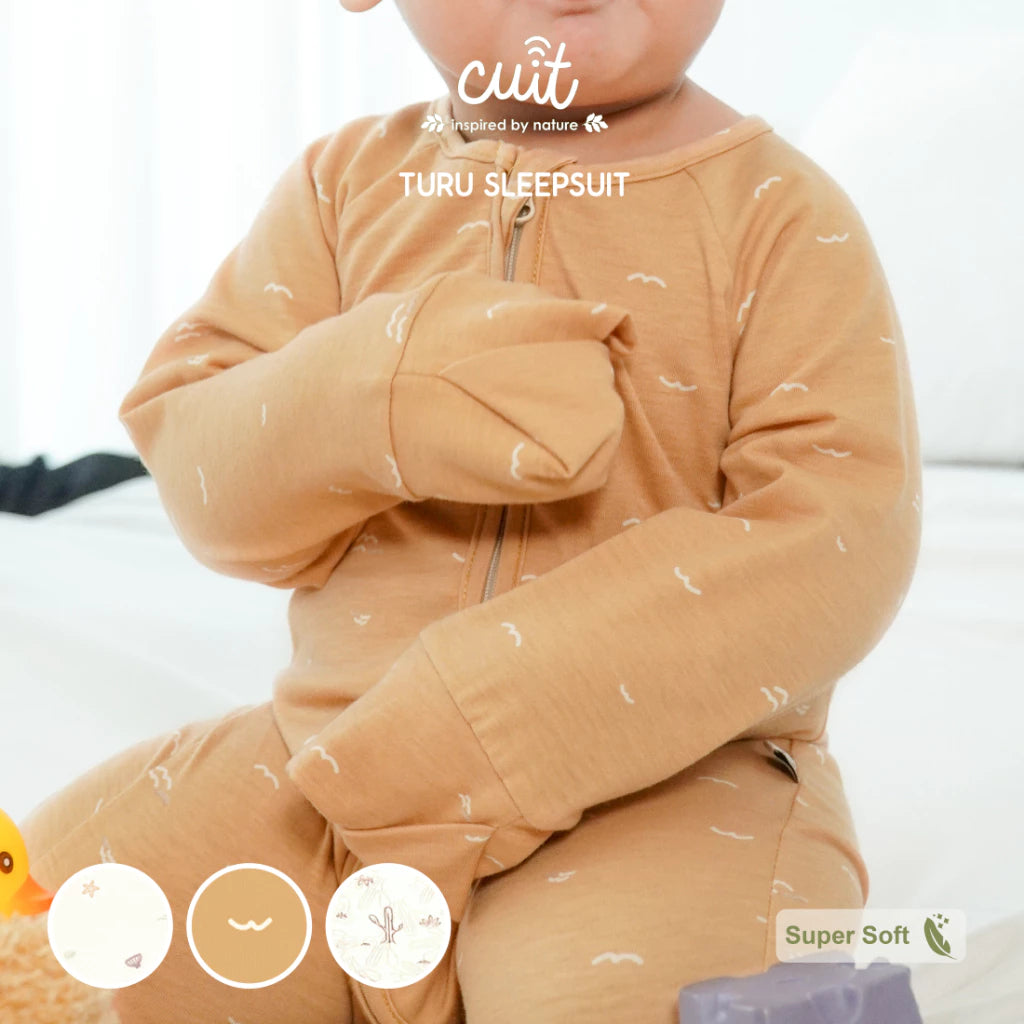 Cuit 0-12 Bulan Turu Double Zipper Sleepsuit Baby Motif Minimalis SLeepsui Anak Bayi
