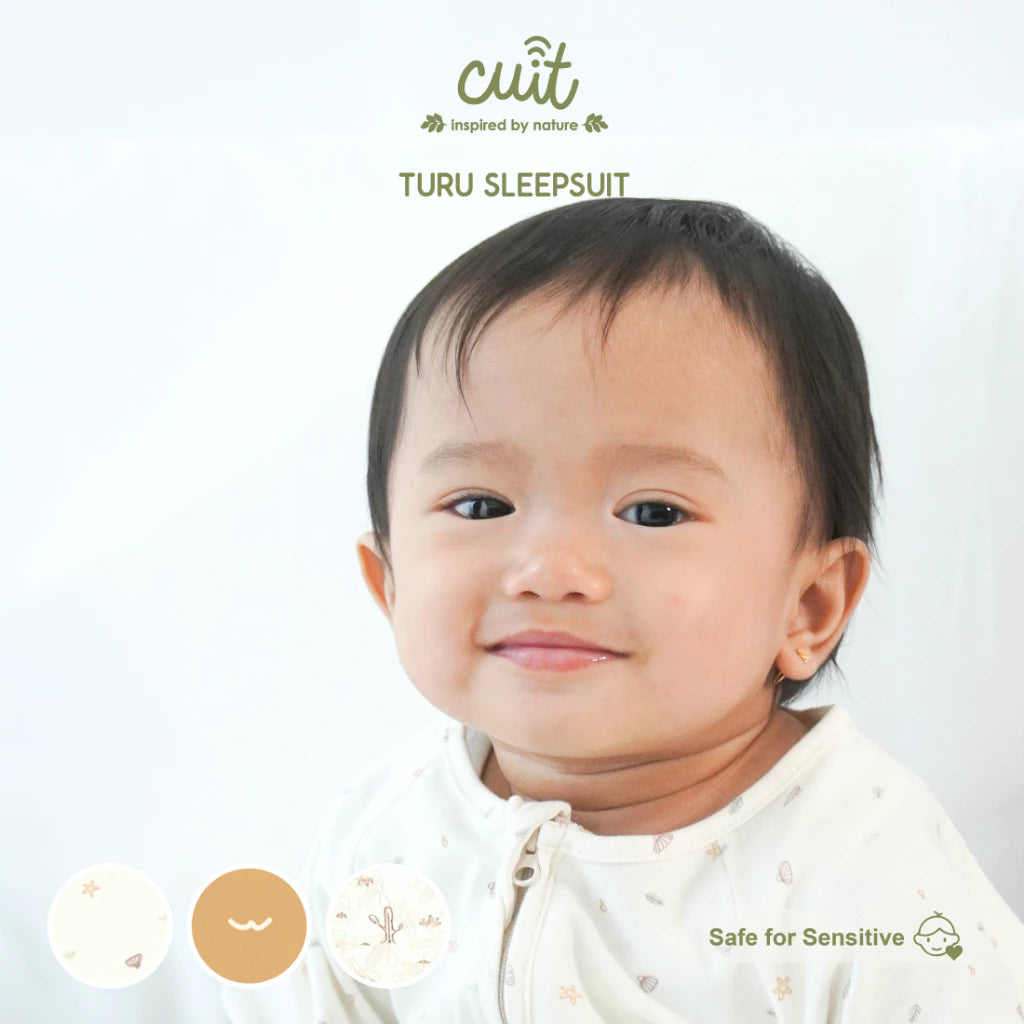 Cuit 0-12 Bulan Turu Double Zipper Sleepsuit Baby Motif Minimalis SLeepsui Anak Bayi