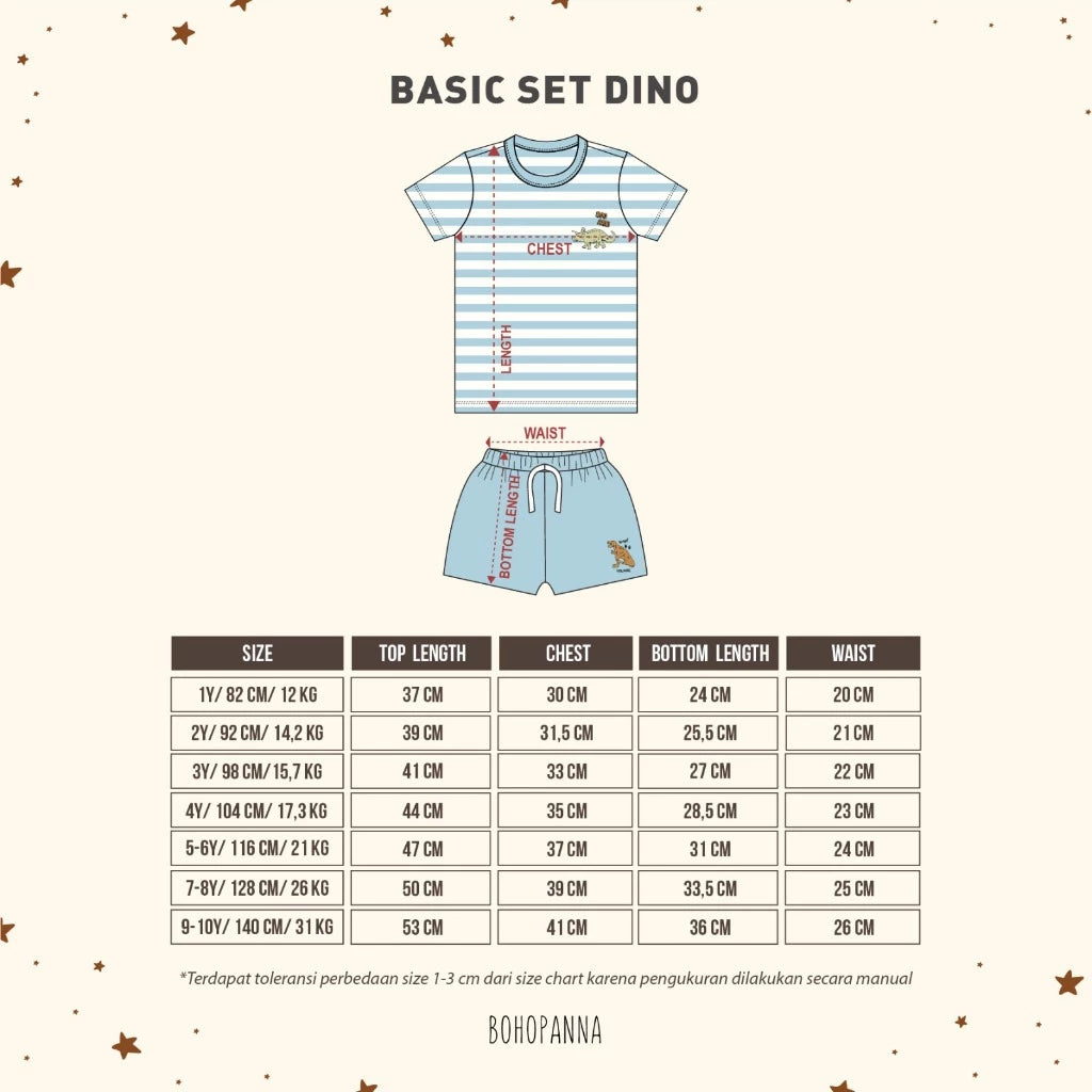 Bohopanna 1-10 Tahun Setelan Basic Set Dino Setelan Pendek Anak Laki laki New