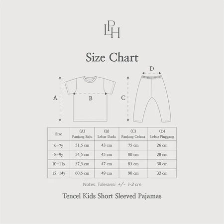 Little Palmerhaus -Piyama Tencel Anak Lengan Pendek Celana Panjang Usia 1-14 tahun TENCEL™ Kids Short Sleeved Pajamas / Kids Pajamas
