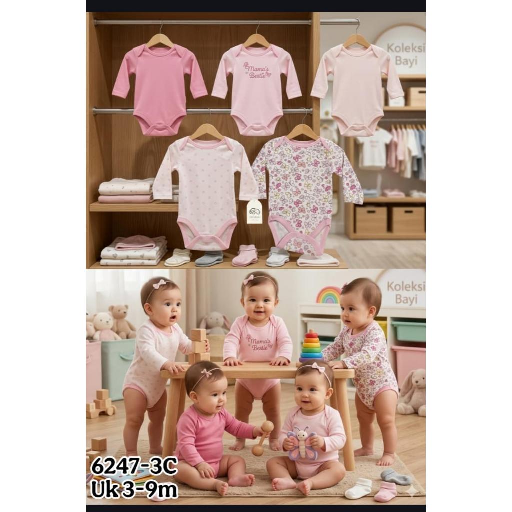 ISI 5 PCS CarterLove Carter Love Bodysuit Rib Set 5in1| Baby Jumper 5in1 0-9 Bulan Catell Love 6247 / 6248