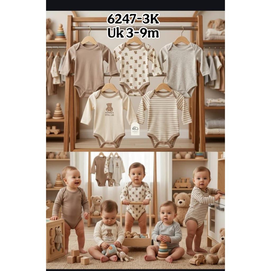 ISI 5 PCS CarterLove Carter Love Bodysuit Rib Set 5in1| Baby Jumper 5in1 0-9 Bulan Catell Love 6247 / 6248