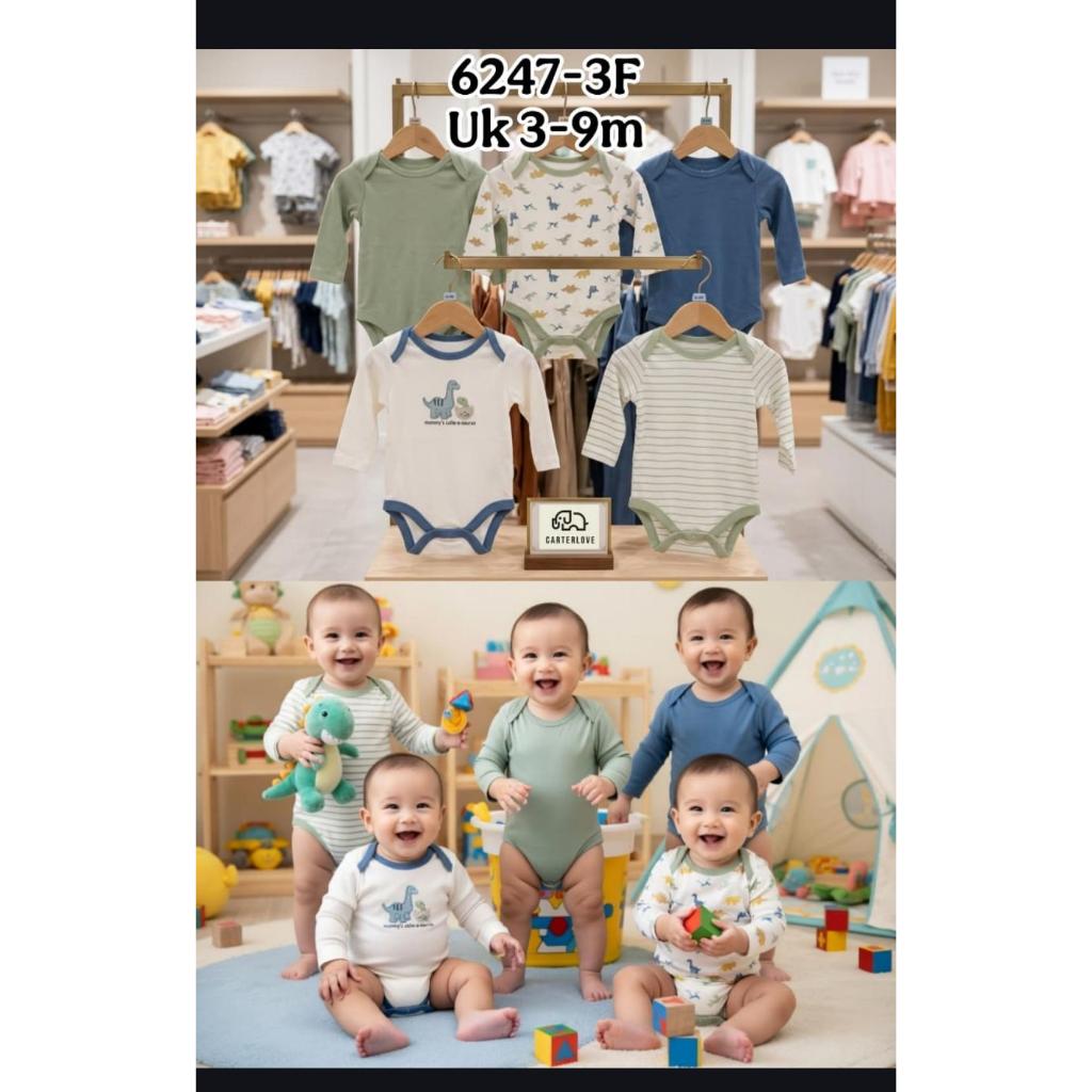 ISI 5 PCS CarterLove Carter Love Bodysuit Rib Set 5in1| Baby Jumper 5in1 0-9 Bulan Catell Love 6247 / 6248