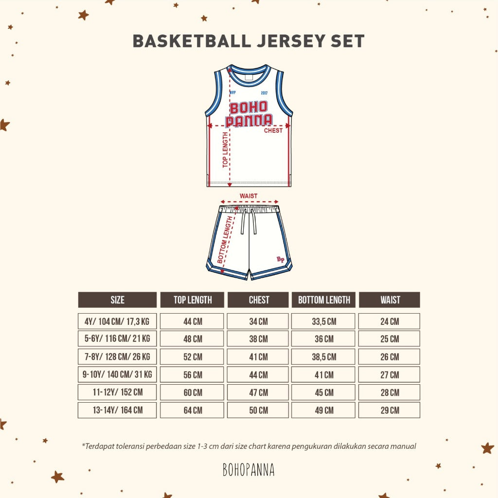 Bohopanna Basketball Jersey Set - Setelan sport anak 4-14 Tahun