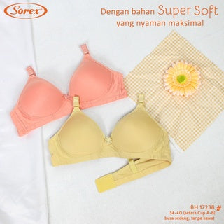 [ PILIH WARNA ] Sorex Bra Tanpa Kawat Super Soft Busa Sedang Setara Cup B BH Harian Simple Polos 17238 / Sorex Bra Tanpa Kawat Super Soft Cup Besar Kait 3 Busa Sedang Basic Harian Nyaman BH 17239