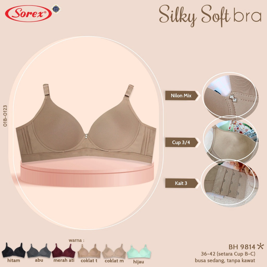 [ PILIH WARNA ] Sorex Bra Cup Besar Tanpa Kawat Busa Kait 3 Setara Cup B-C Silky Soft Bra Harian BH 9814 / Sorex Bra Cup Besar Tanpa Kawat Busa Kait 3 Setara Cup B-C Silky Soft Bra Harian BH 9815 99183