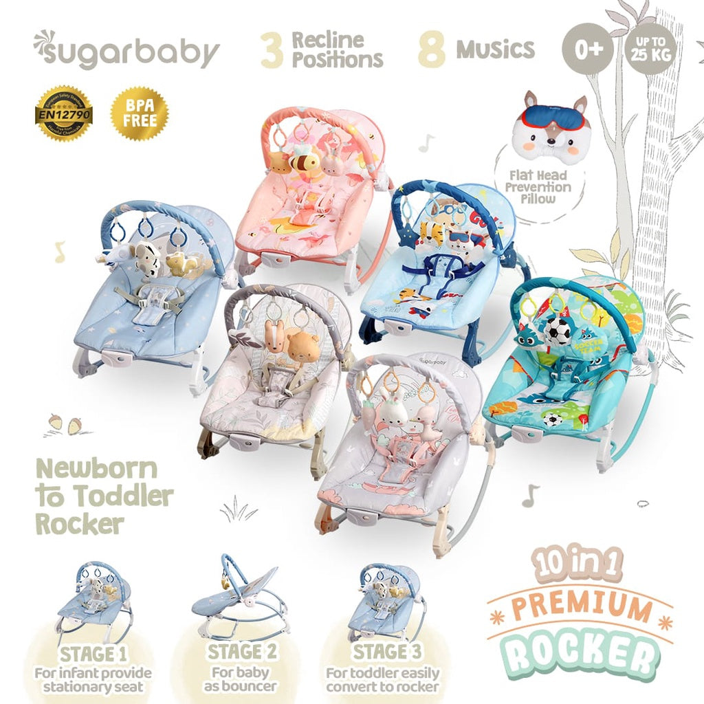 10in1 Sugar Baby / Mastela PREMIUM Bouncer Bayi Premium Rocker dgn Extra Large Seat